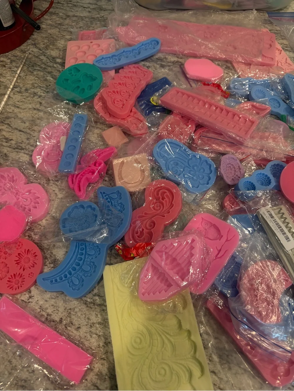 Approx. 70 Pc Silicone Fondant & Cake Decorating Mold Lot Flowers Lace Borders